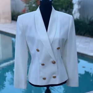 Vintage White Double-Breasted Women's Blazer